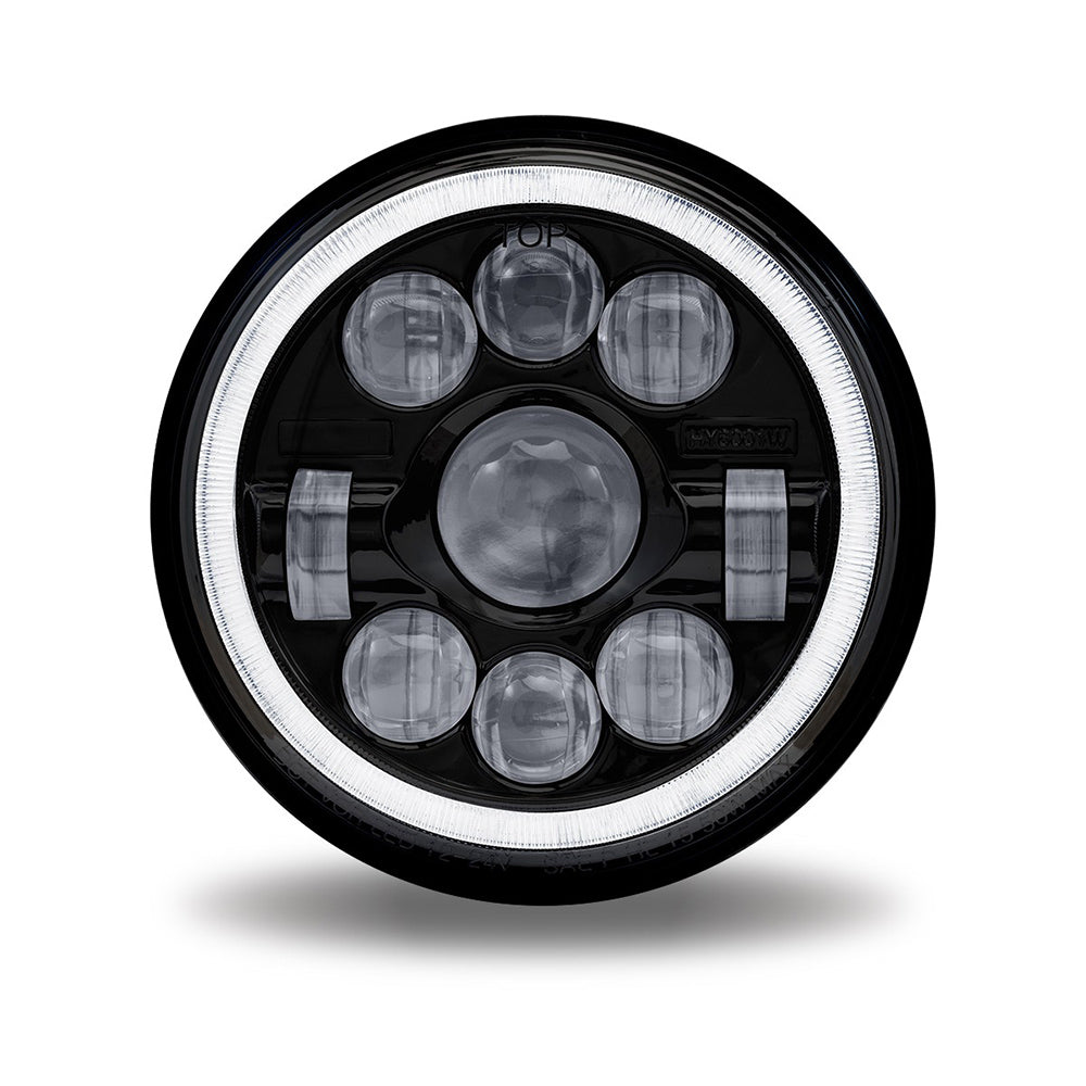 7" LED Black Projector Headlight with Halo