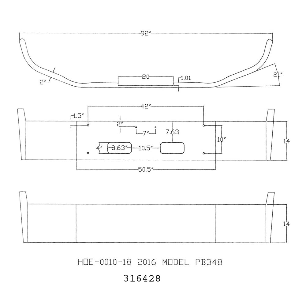 Peterbilt 348 14" Set Forward Chrome Bumper