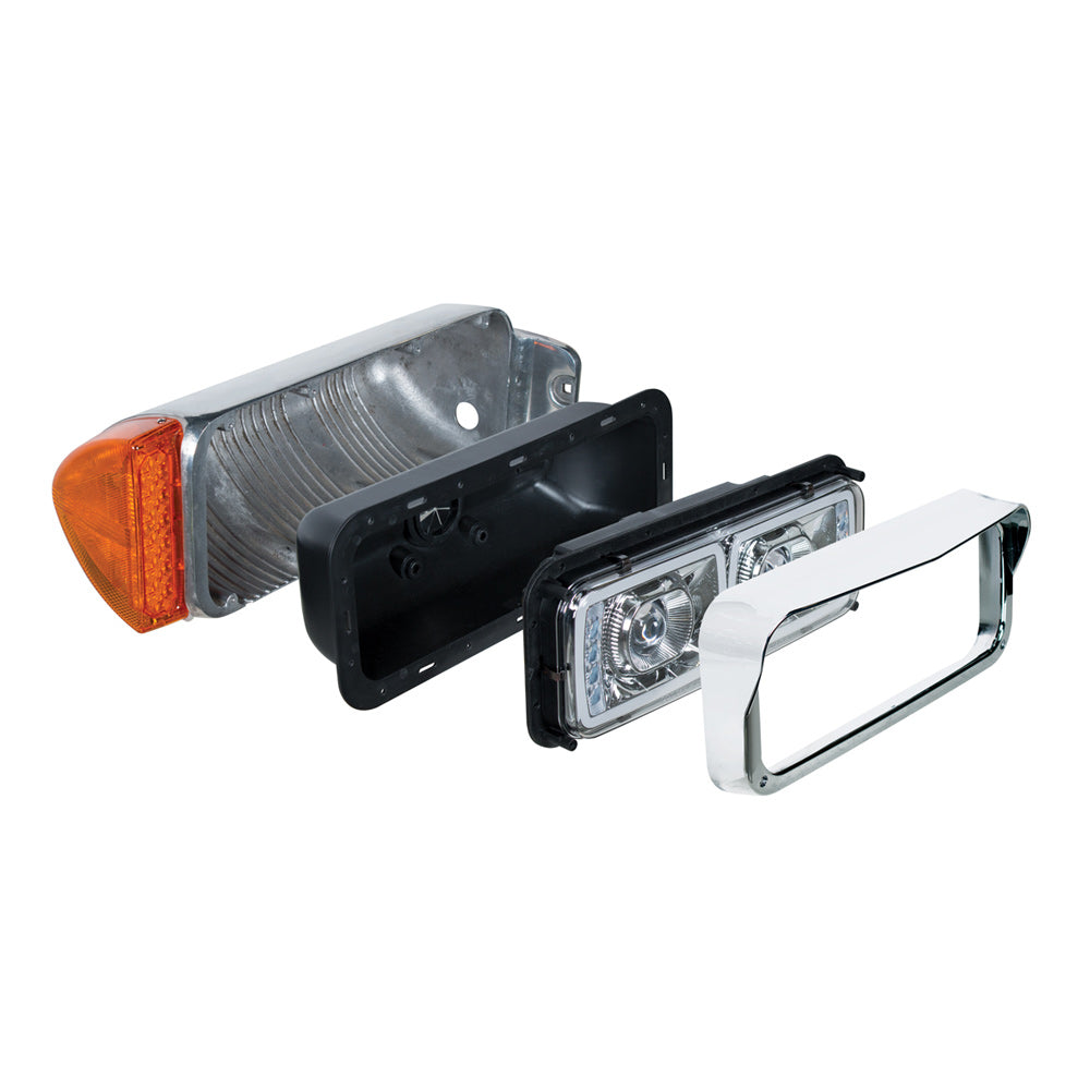 PB, KW, FL and WS High Power Blackout Projection LED Headlight with Turn Signal and Position Light Bar