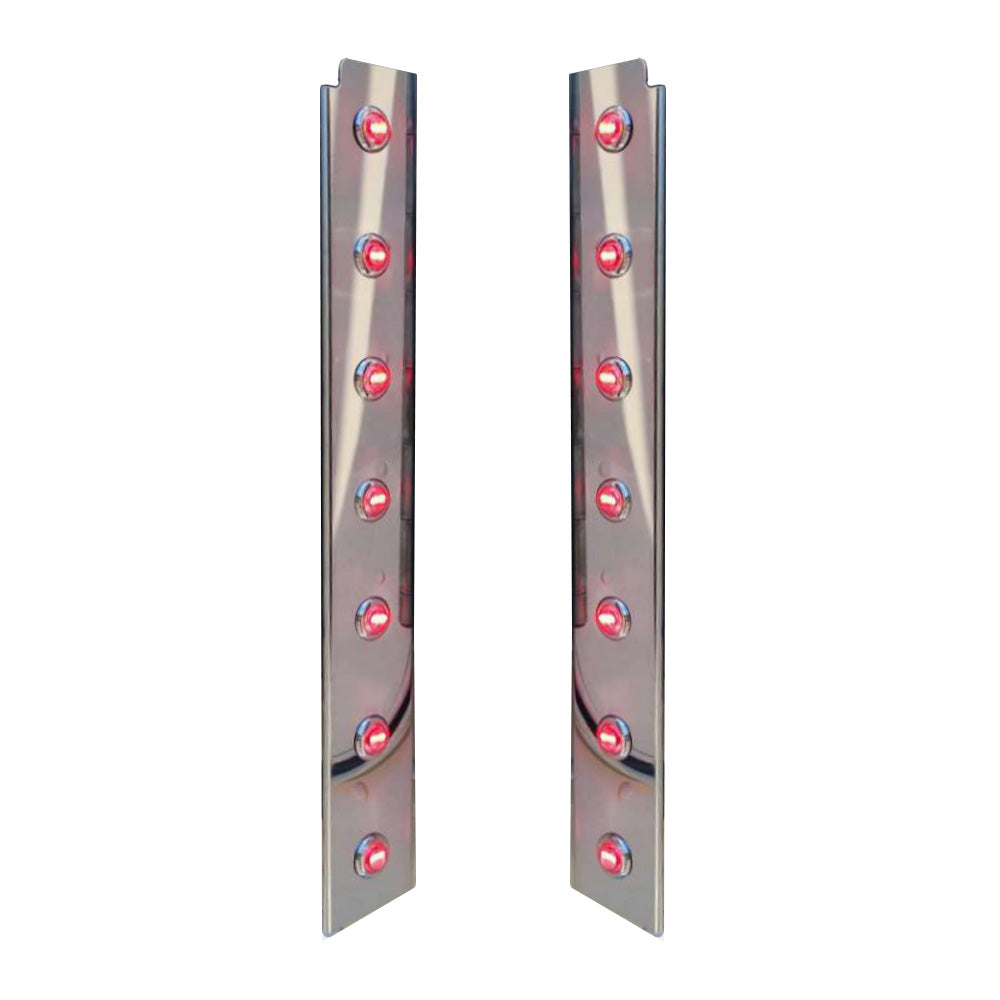 Peterbilt 379, 388, 389 15" Rear Air Cleaner Panels with Seven Red/Clear 3/4" LED Bullet Lights