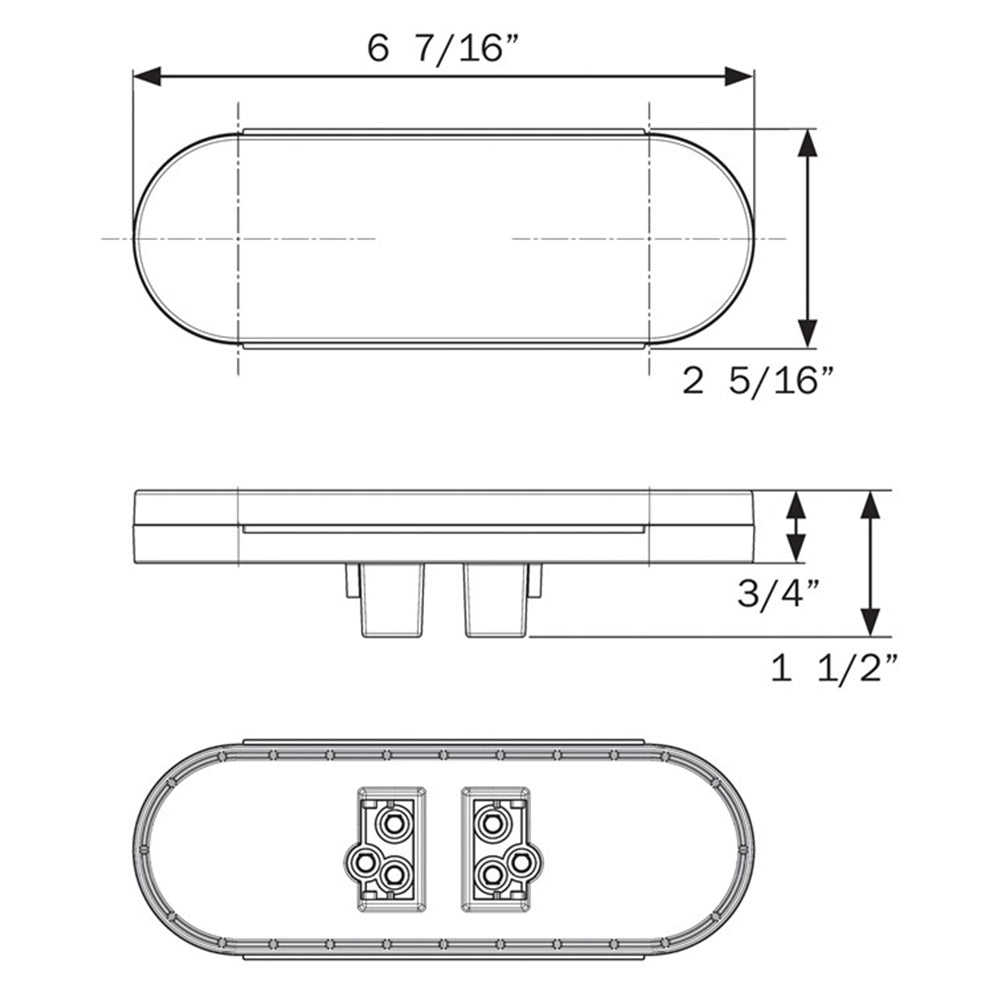 6" White & Red 16 LED Oval Stop/Turn/Tail and Back-up Light