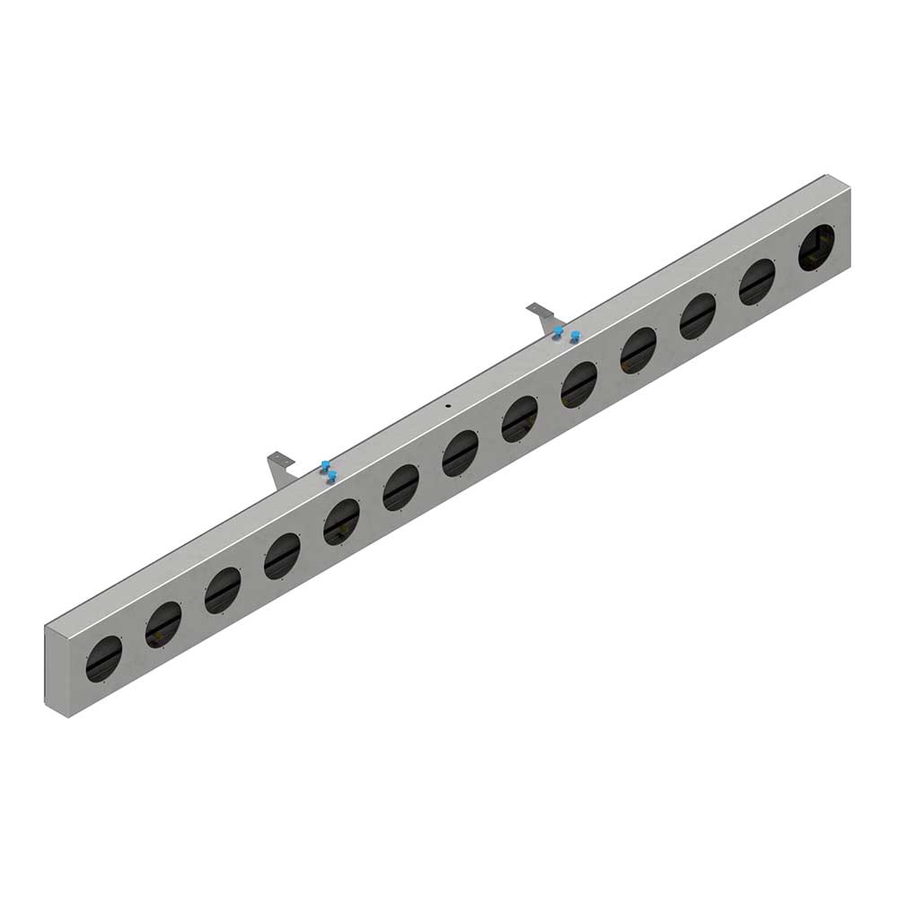 96" One-Piece Stainless Steel Rear Light Bar with Thirteen 4" Light Cutouts