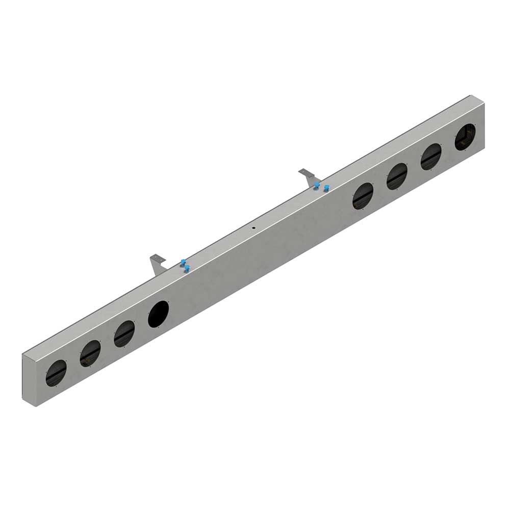96" One-Piece Stainless Steel Rear Light Bar with Eight 4" Light Cutouts