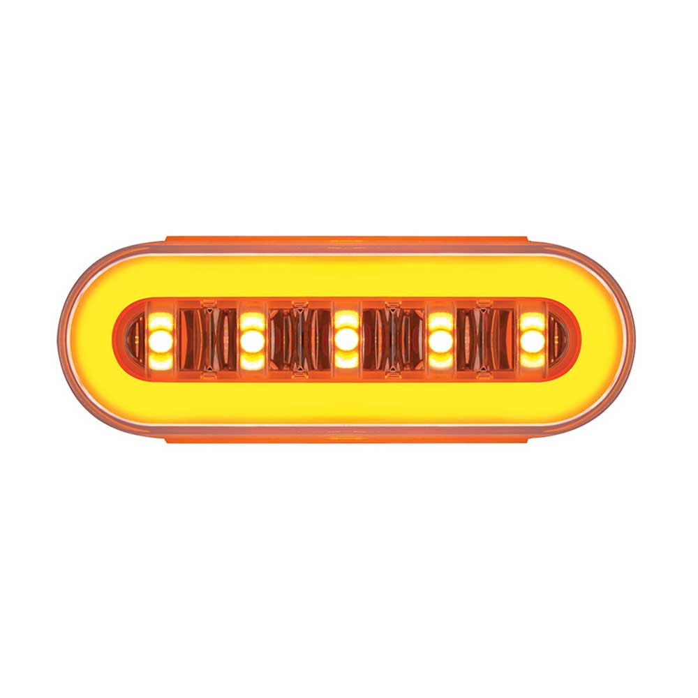 6-1/4" Oval Clear Lens Amber 22 LED GloLight with Halo Insert