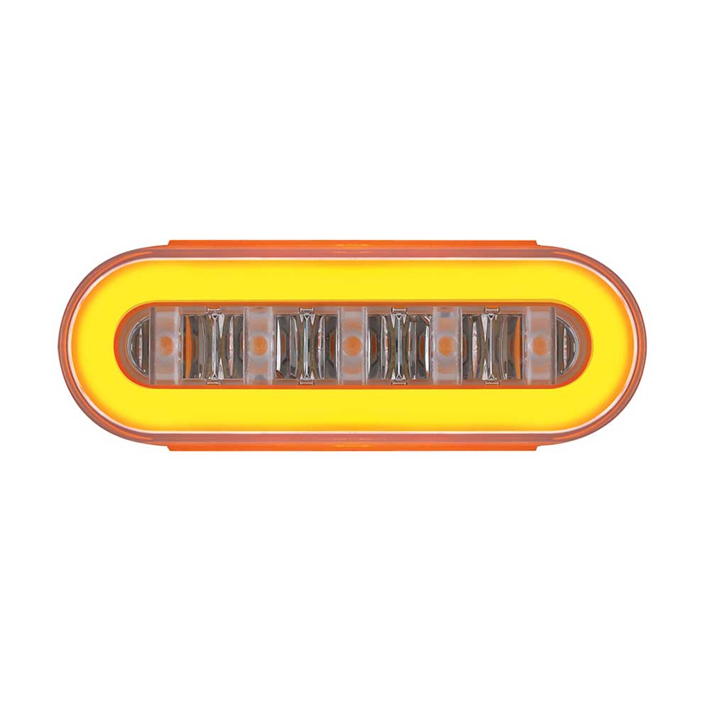 6-1/4" Oval Clear Lens Amber 22 LED GloLight with Halo Insert