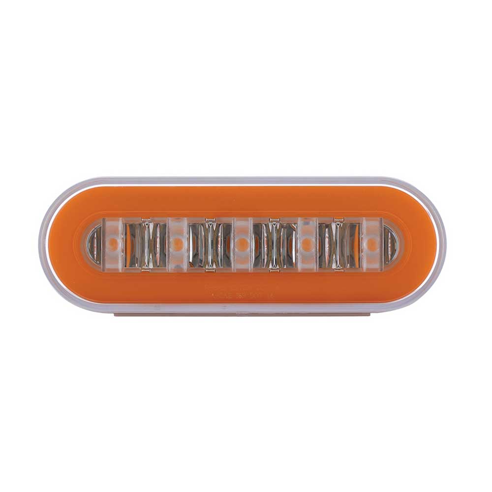 6-1/4" Oval Clear Lens Amber 22 LED GloLight with Halo Insert