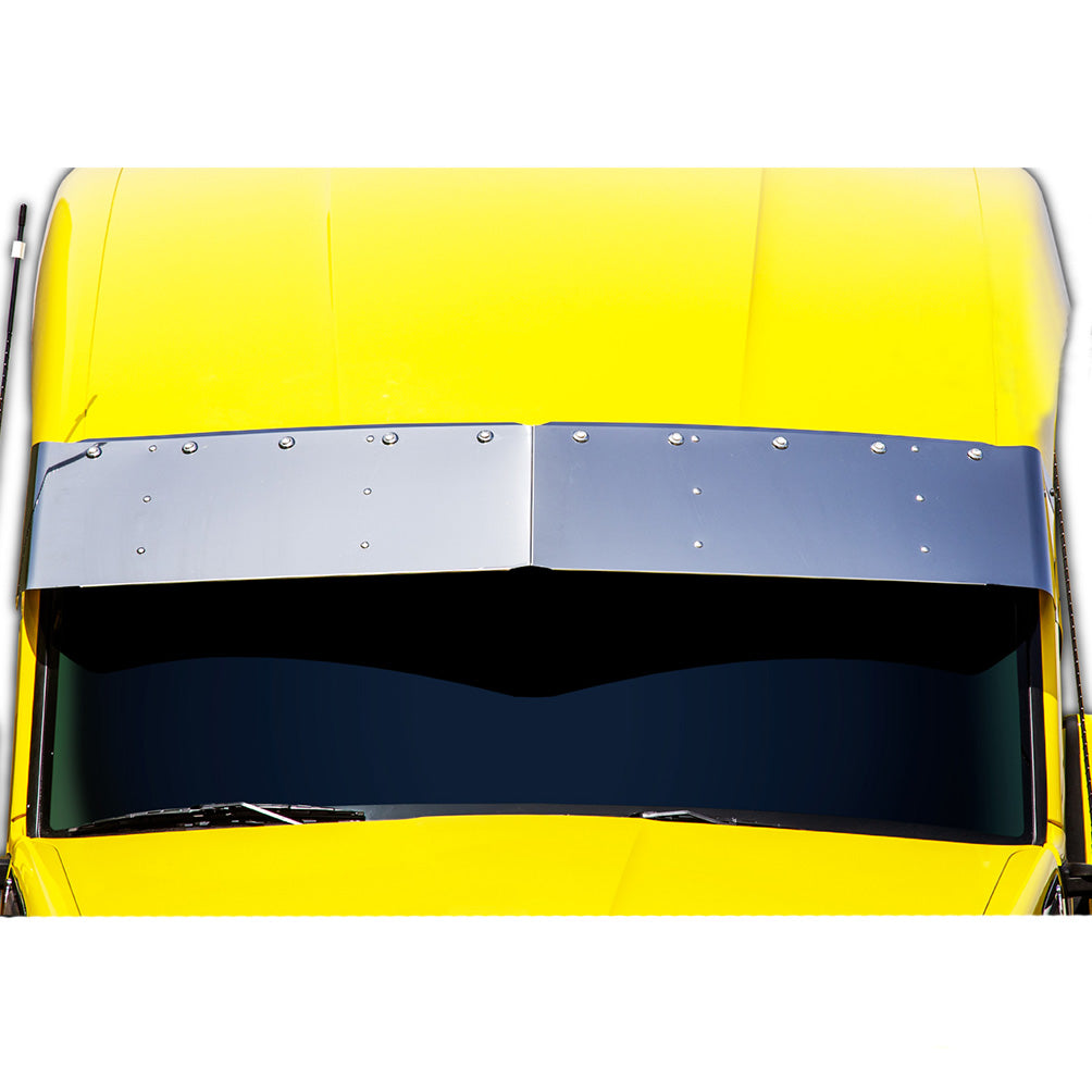 15" Stainless Drop Visor with Ten 3/4" Light Holes 2013-2024 Kenworth T680, T880