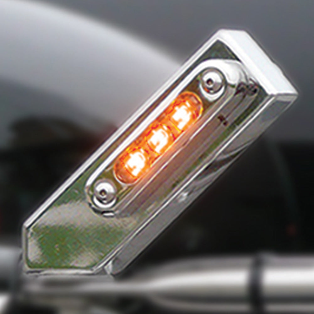 Peterbilt, Freightliner Threaded Mount Angled Bracket Side Signal Lights Amber/Red 3-Wire