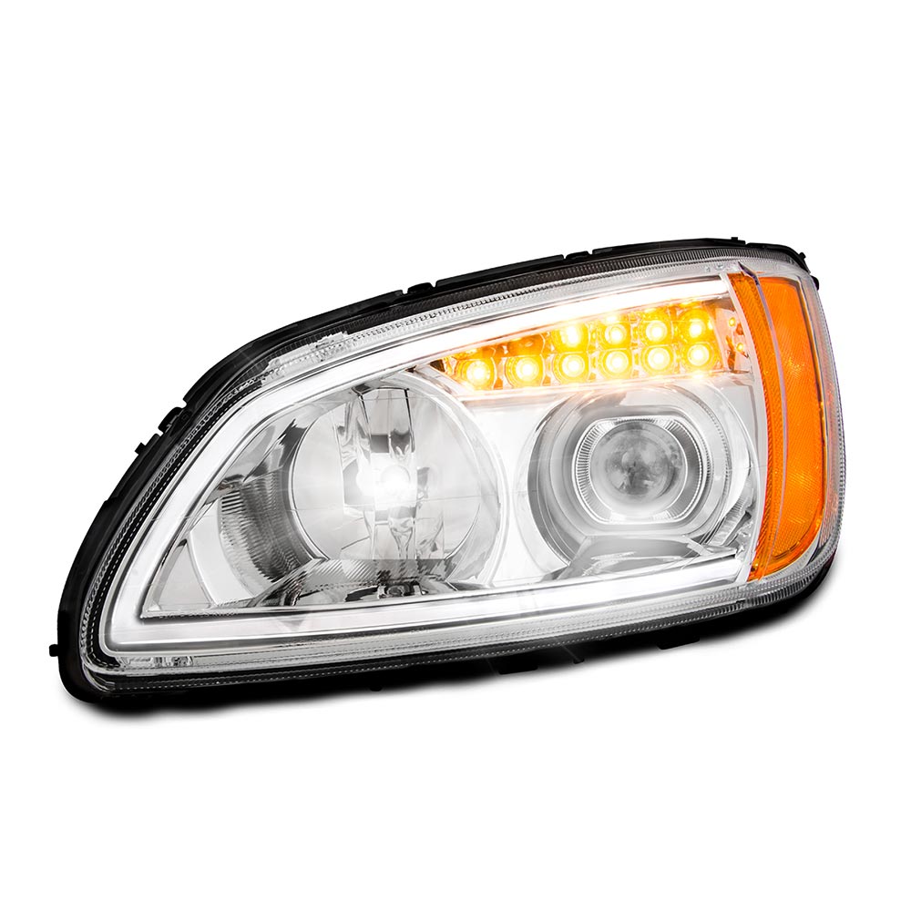 KW T660 Chrome Headlight with LED Turn Signal D/S