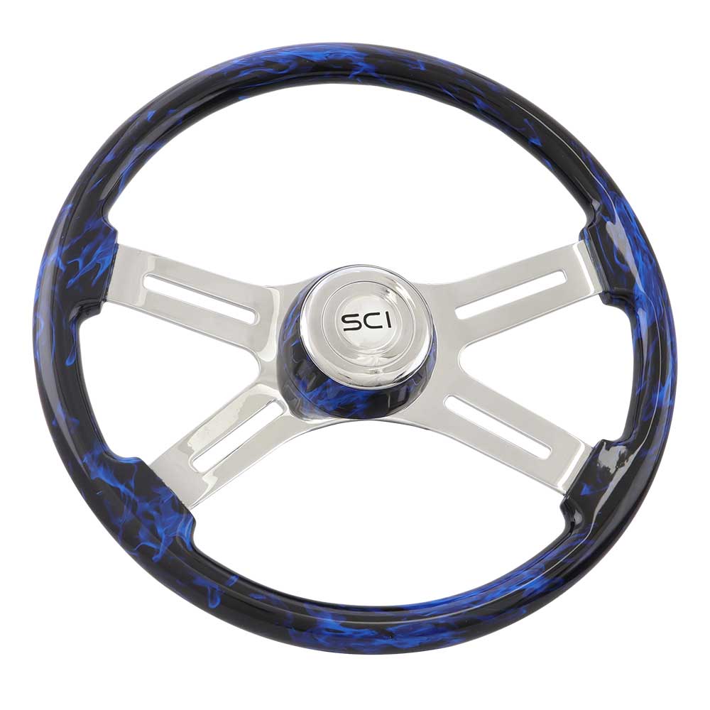 4 Spoke 18" Classic Inferno Blue Steering Wheel