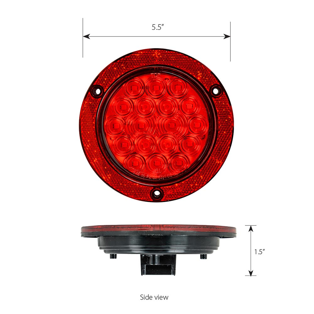 4" 18 LED Flange Mount Light with Red Reflector Ring