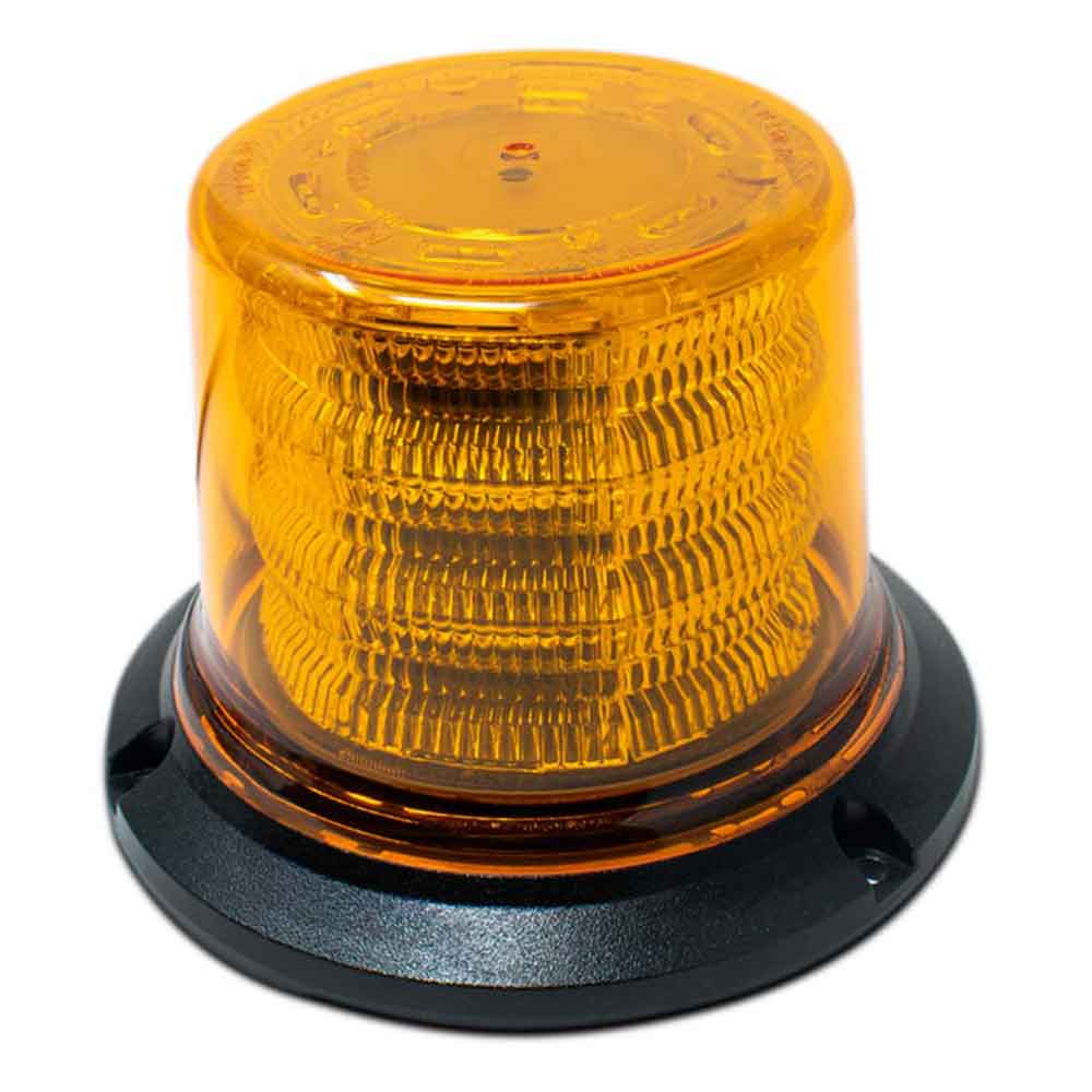12-Volt Amber LED Beacon Light with Twelve Flash Patterns - Permanent Mount