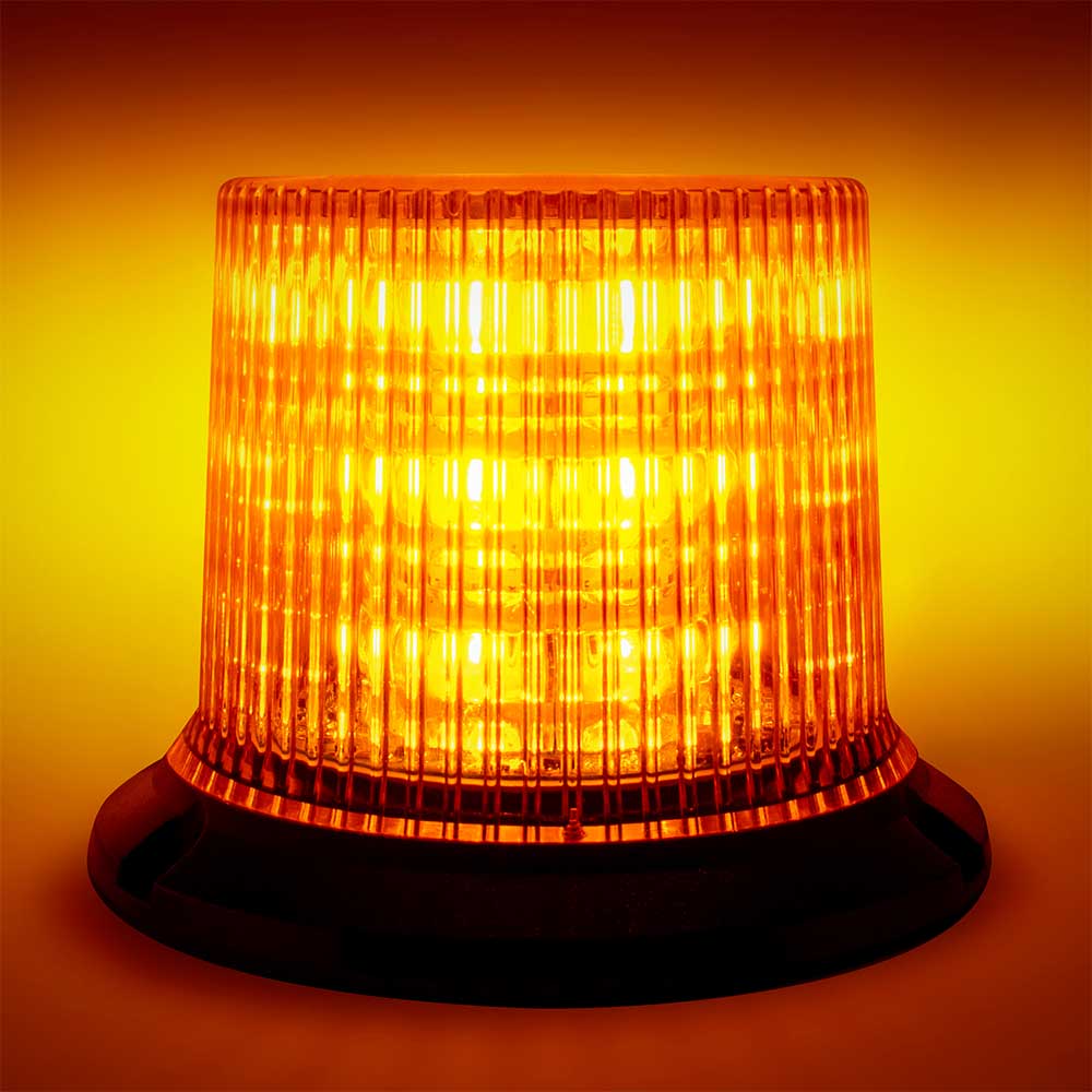 12-Volt Amber LED Beacon Light with Twelve Flash Patterns - Permanent Mount