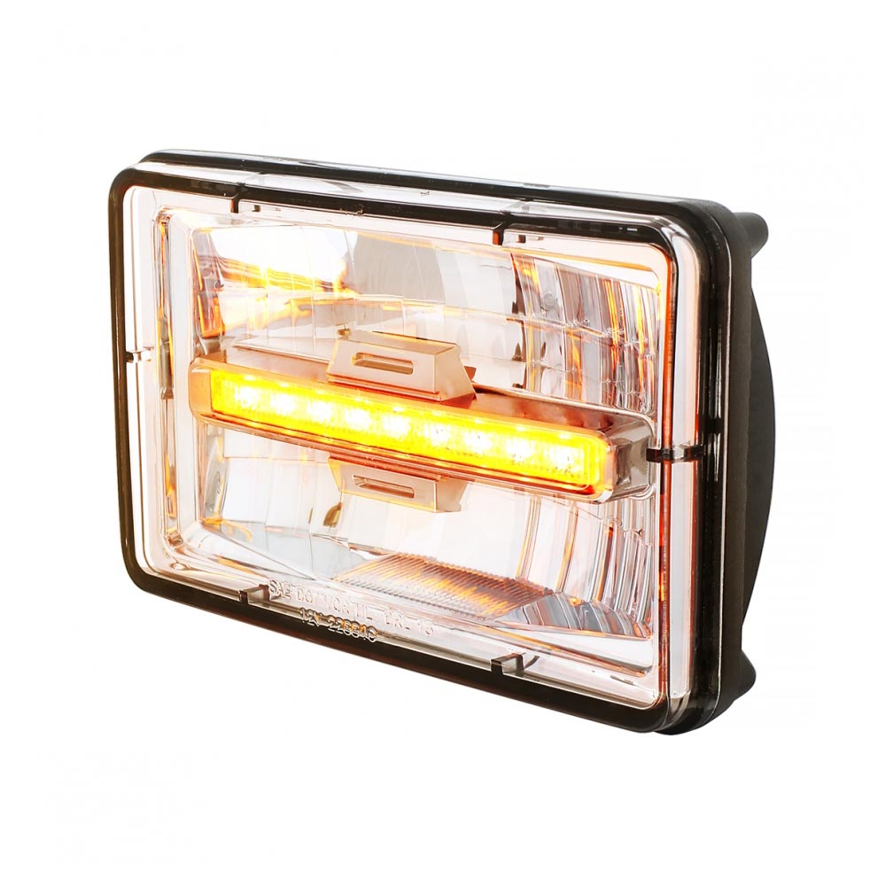 6" x 4" Low Beam LED Headlight with Amber Auxiliary