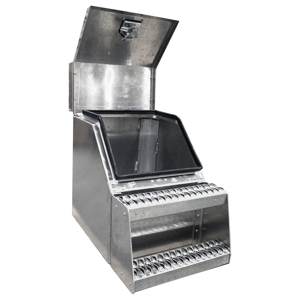 18" Wide Mouth Step Box with Diamond Plate Door