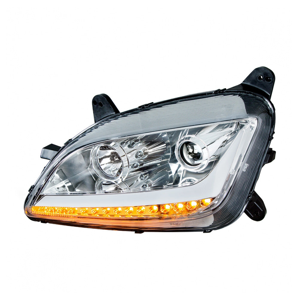 Peterbilt 579, 587 Chrome Headlight with LED Position Light and Turn Signal