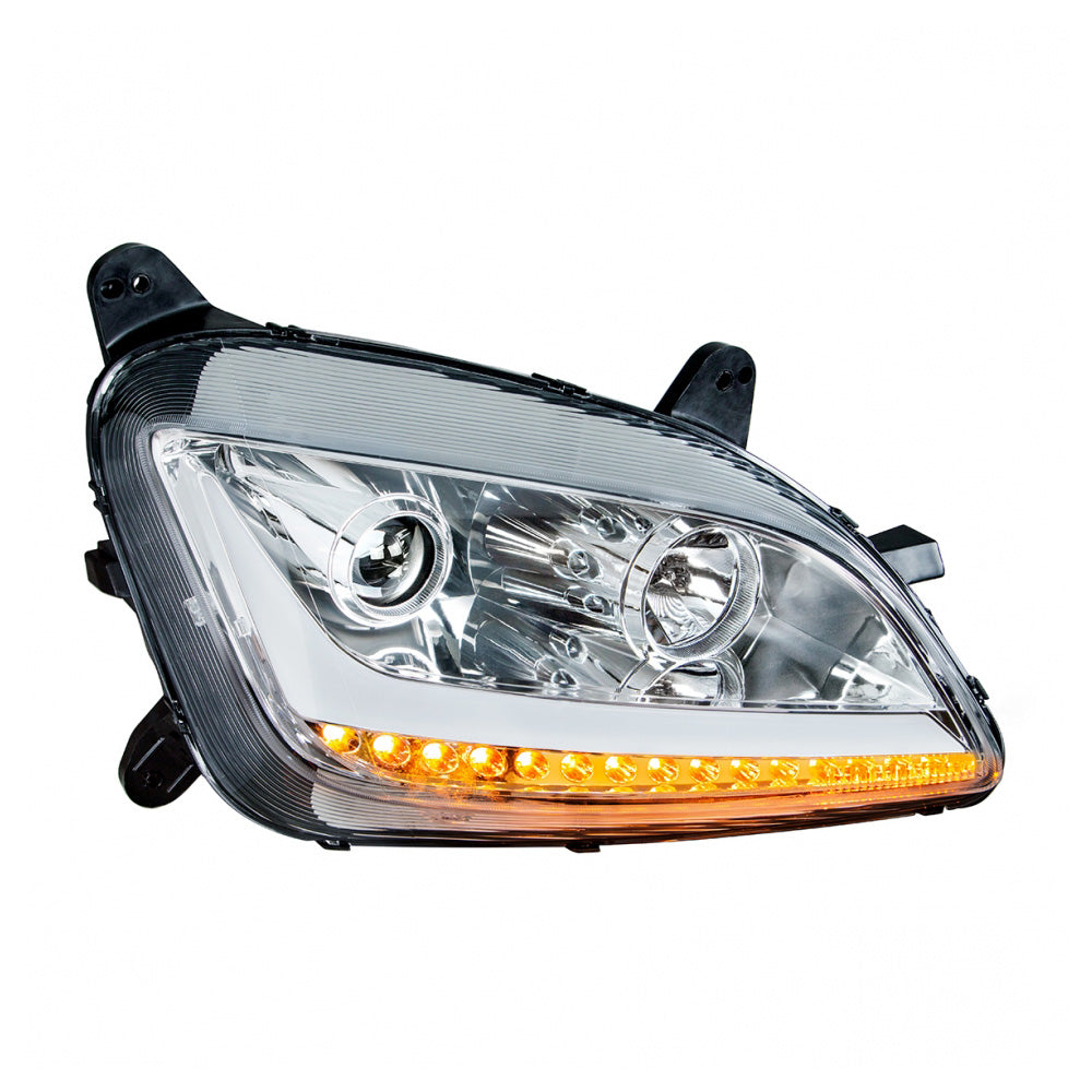 Peterbilt 579, 587 Chrome Headlight with LED Position Light and Turn Signal