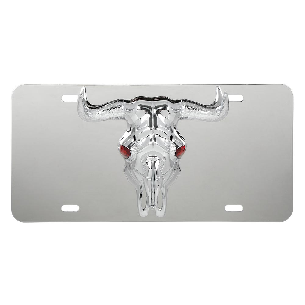 Stainless Steel License Plate w/3D Longhorn Emblem