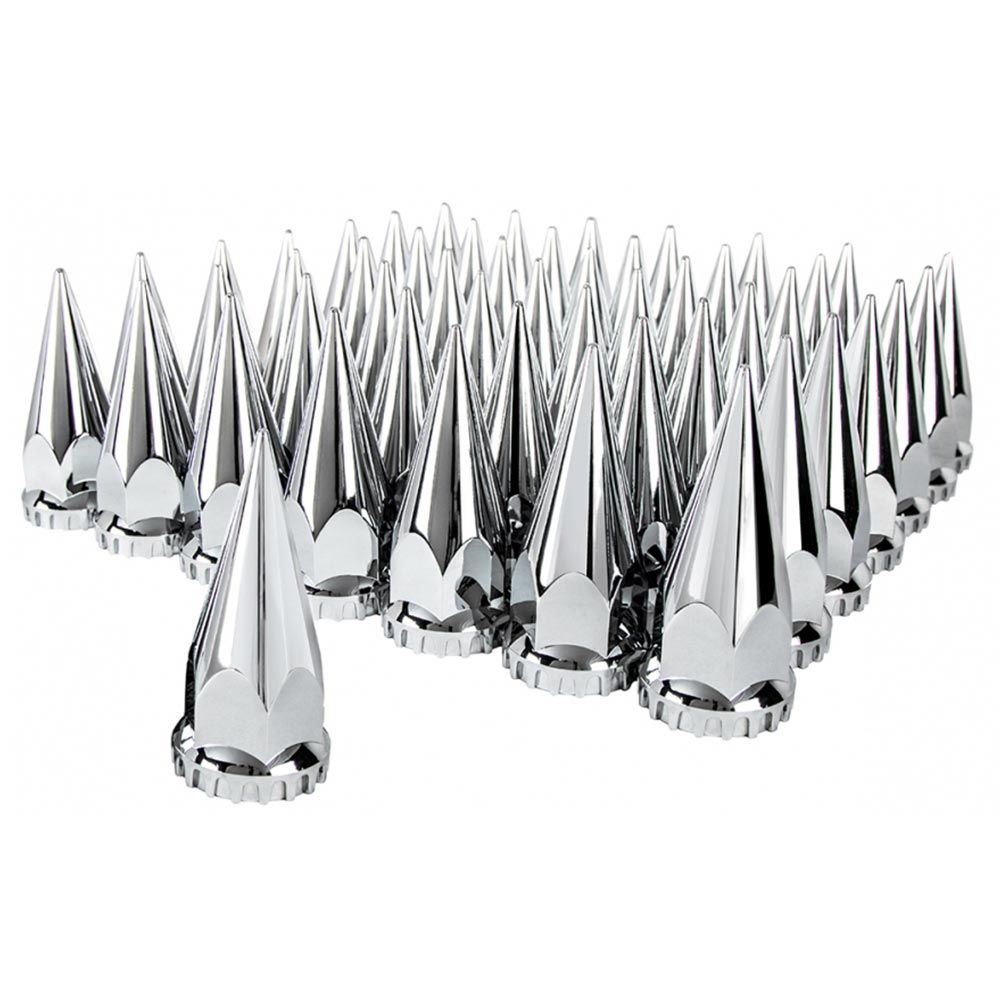 33mm Chrome Hex Gear Spike Nut Cover - Thread On 60PK