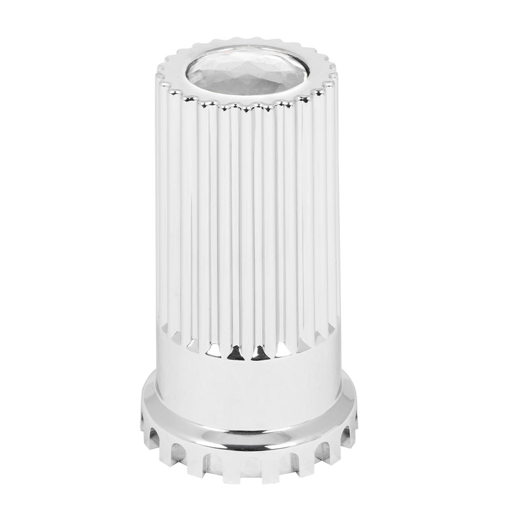 33mm Chrome Plastic Bullet Flat Top Nut Cover with Jewel - Thread On