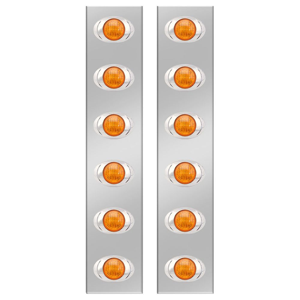 Peterbilt 13" and 15" Stainless Steel Front Air Cleaner Panels with 6 P3 LED Lights