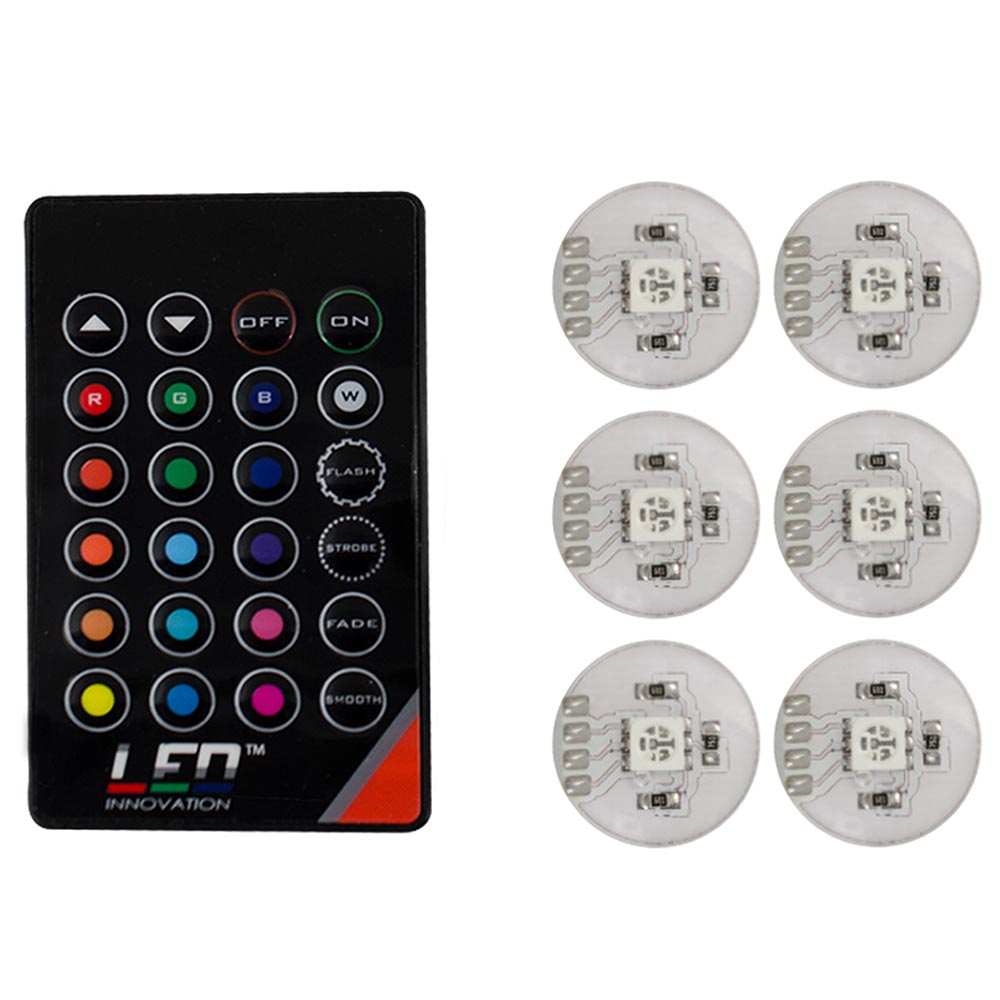 Multicolor LED Light Pods with Remote, 6-Pack