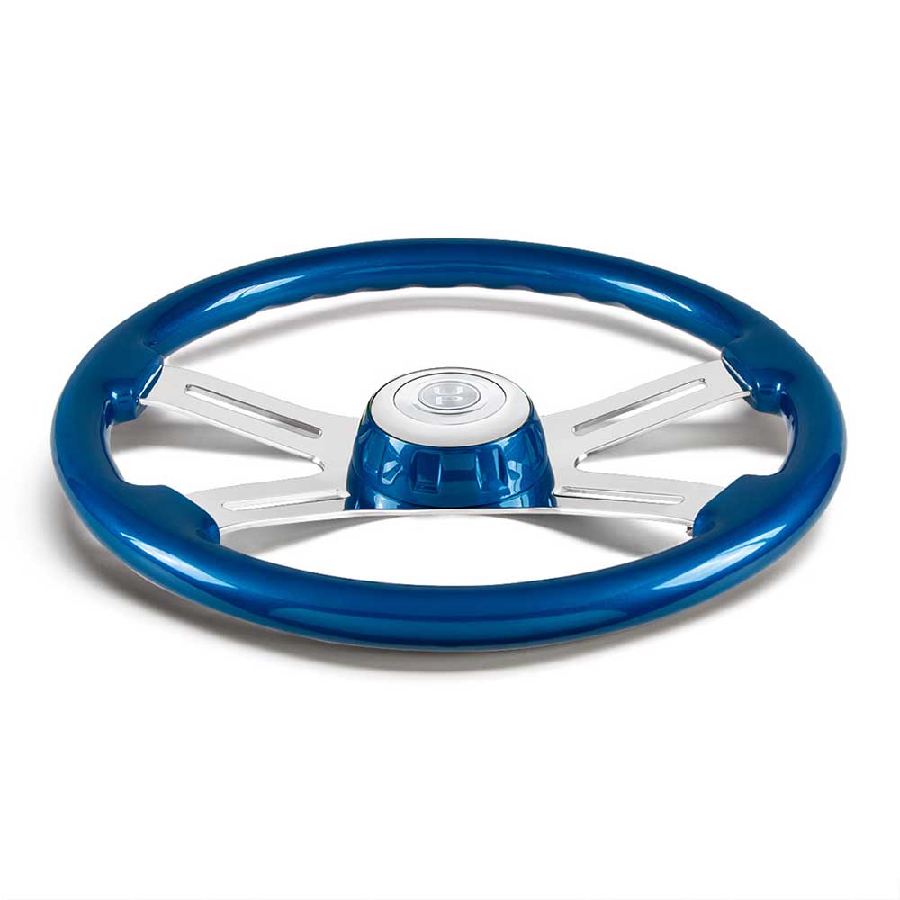 18" 4 Spoke Painted Wood Steering Wheel with Bezel, Horn