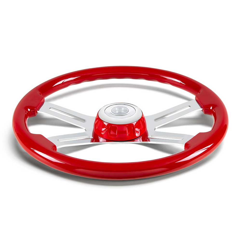 18" 4 Spoke Painted Wood Steering Wheel with Bezel, Horn