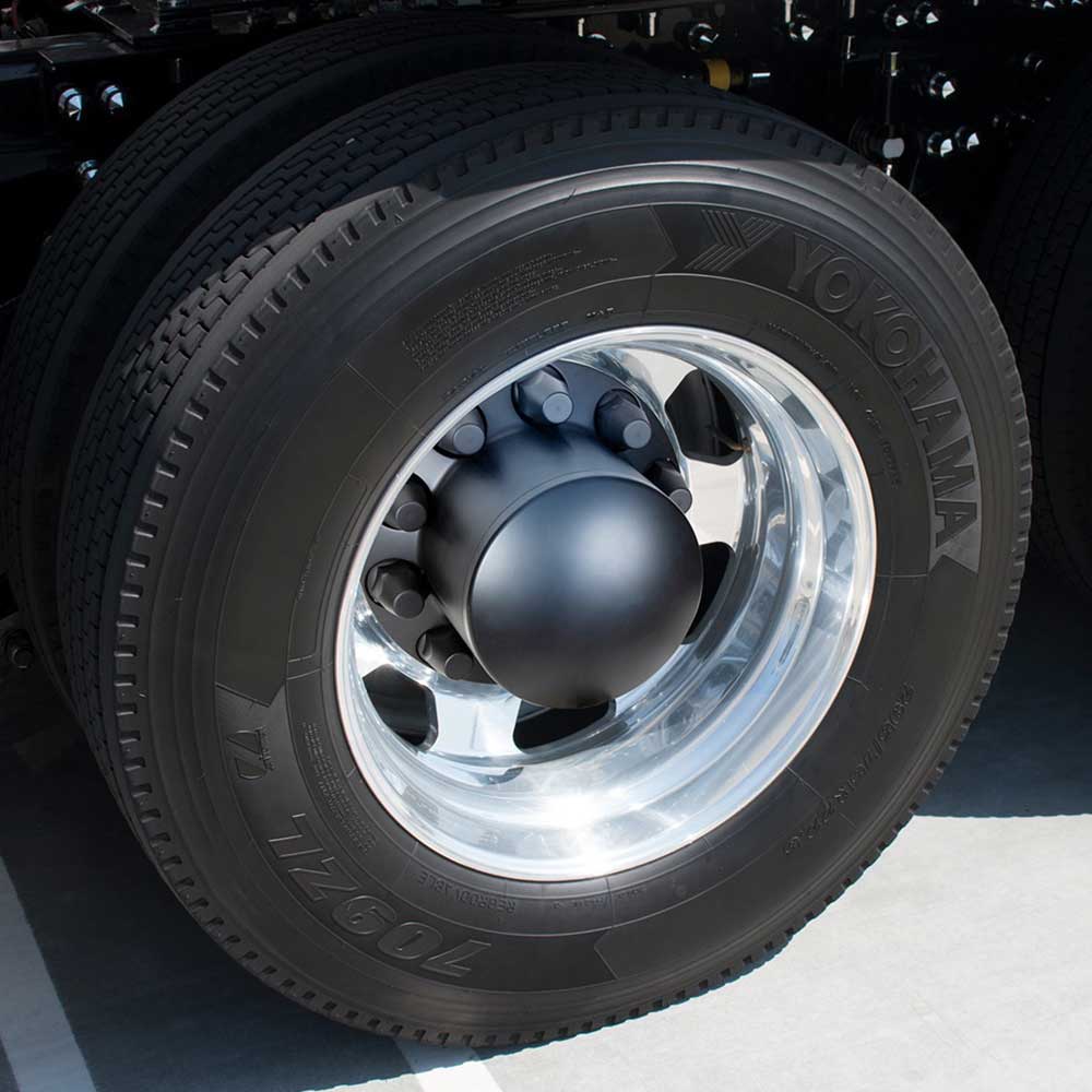 Black ABS Rear Axle Cover with Dome Hubcap, 33mm Thread-On Nut Covers