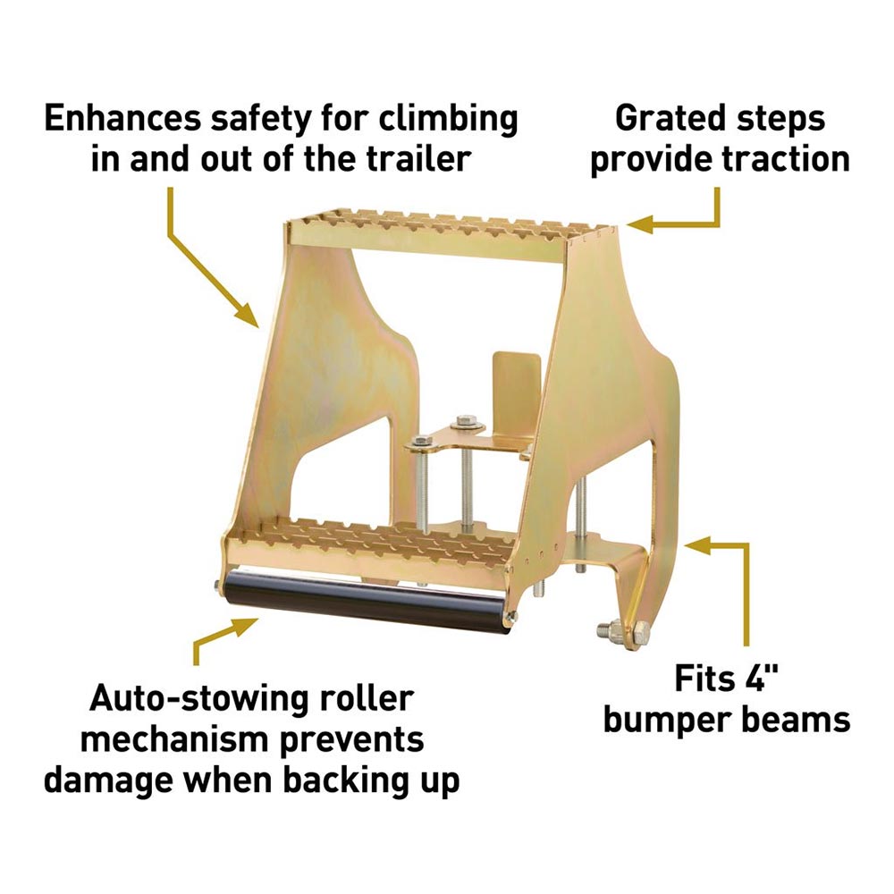 Highrise Folding Rear Entry Step with Bracket Fits 4" Bumper Beam