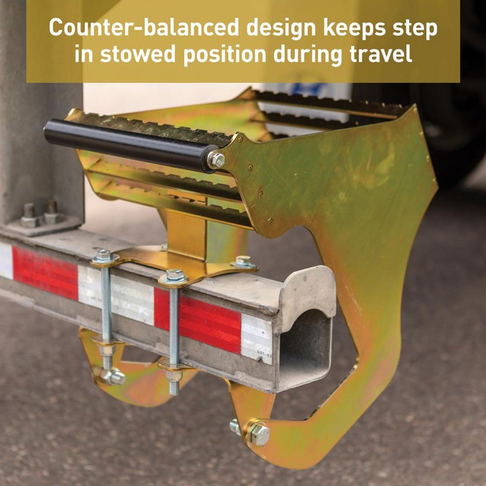 Highrise Folding Rear Entry Step with Bracket Fits 4" Bumper Beam