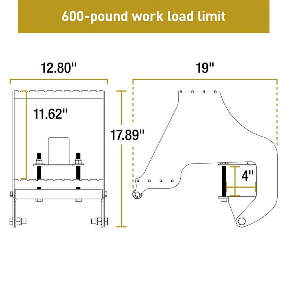 Highrise Folding Rear Entry Step with Bracket Fits 4" Bumper Beam