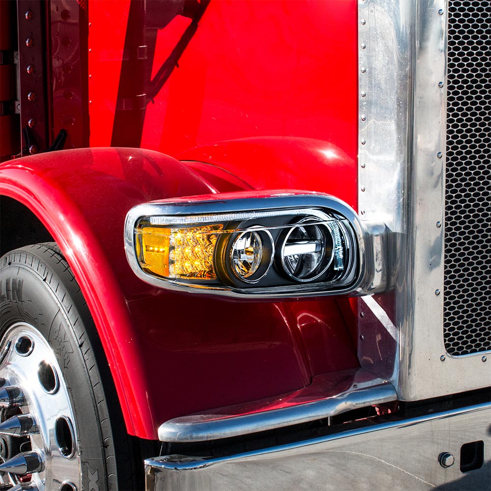 Peterbilt 388, 389, 567 Blackout LED Headlight with Turn and Position Light Bars