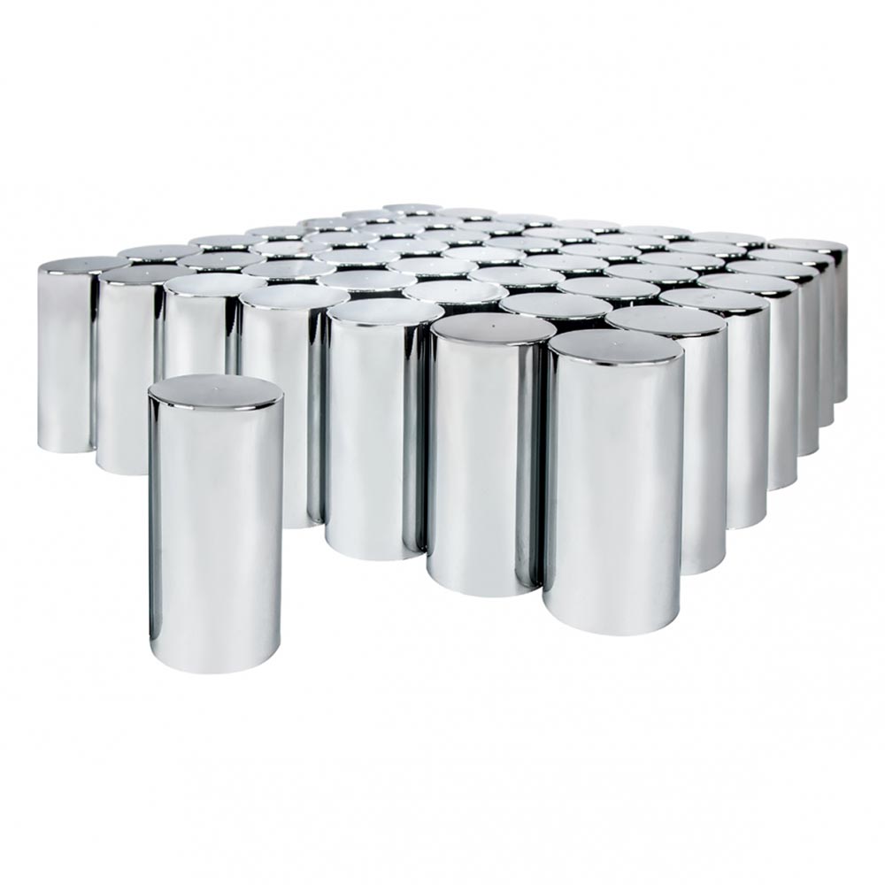 33mm x 4-1/4" Chrome Plastic Flat Top Cylinder Nut Cover - Thread On 60PK