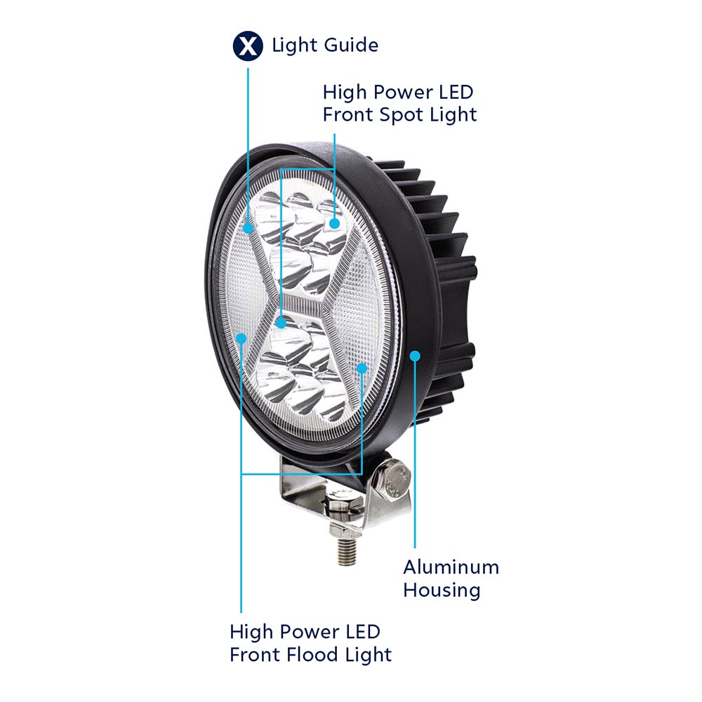 4-1/2" 24 LED Work Light with X Guide Light