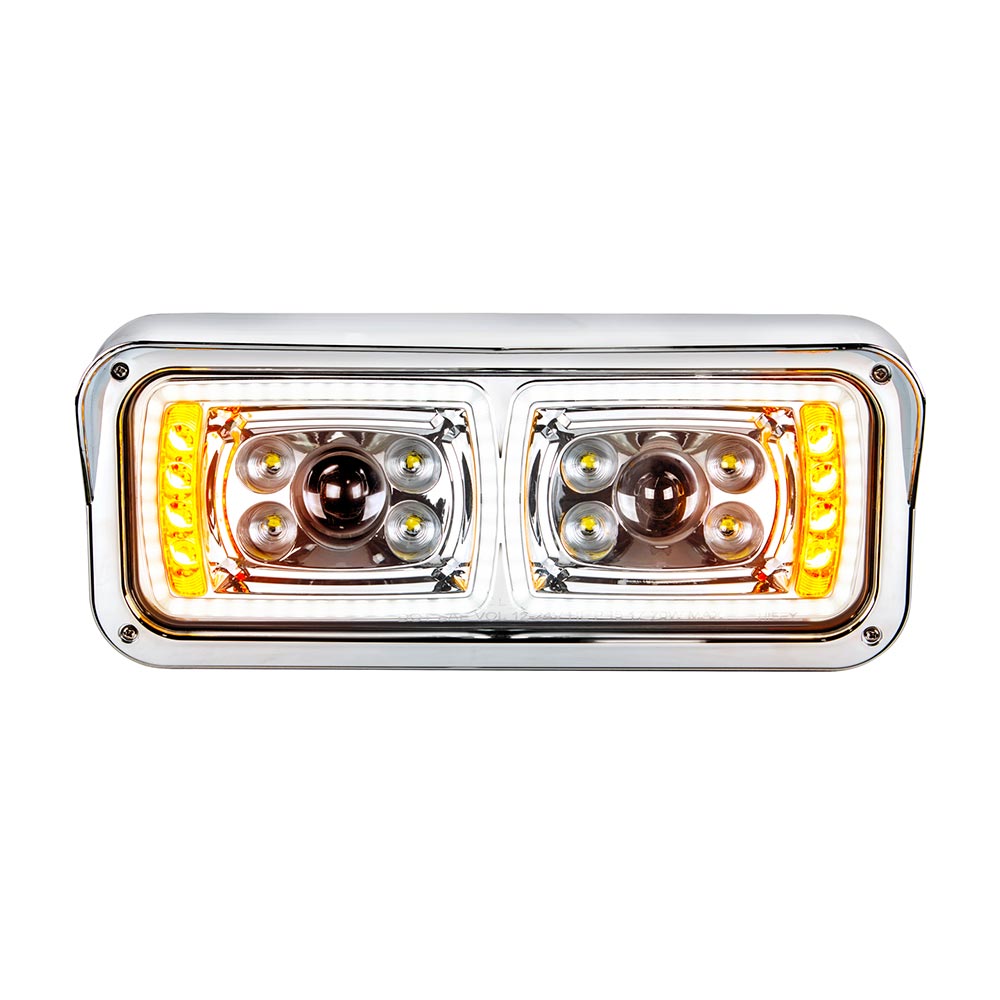 Chrome 10 LED Projection Headlight with Turn Signal and Position Bar