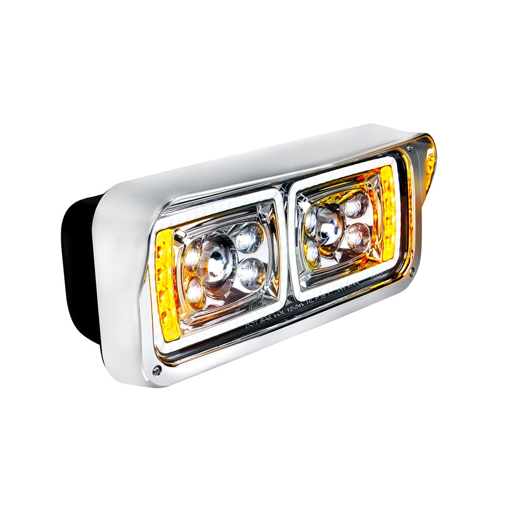Chrome 10 LED Projection Headlight with Turn Signal and Position Bar