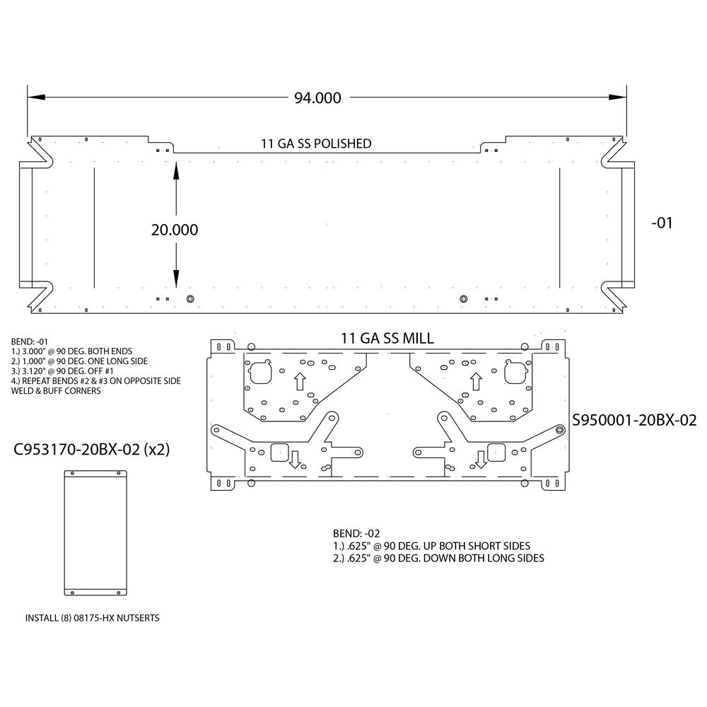 Blind Mount 20" Stainless Mitered End Bumper