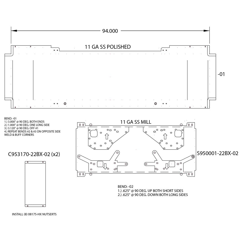 Blind Mount 22" Stainless Box End Bumper