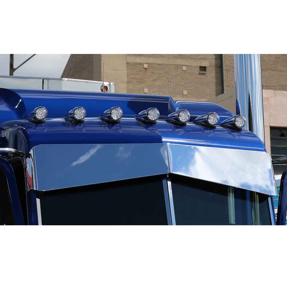 Peterbilt 379, 388, 389 Chrome Plated Stainless Steel 12" to 8" Forward Bowtie Visor