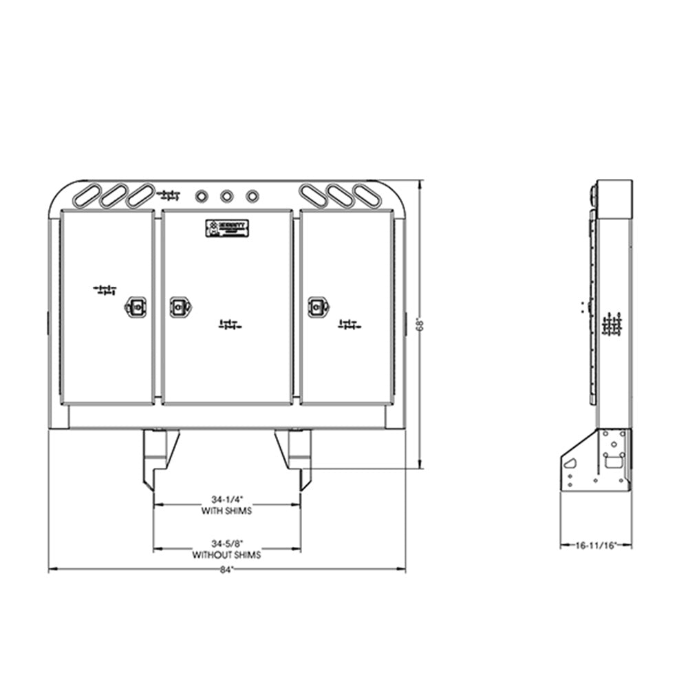 8"D x 68"H x 84"W Northern Lights Enclosed Cab Rack w/ Diamond Plate Aluminum Doors