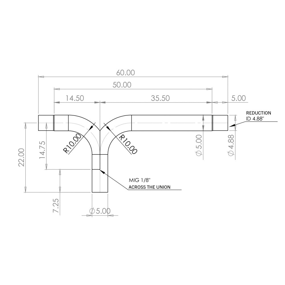 5" Universal Aluminized Y Pipe