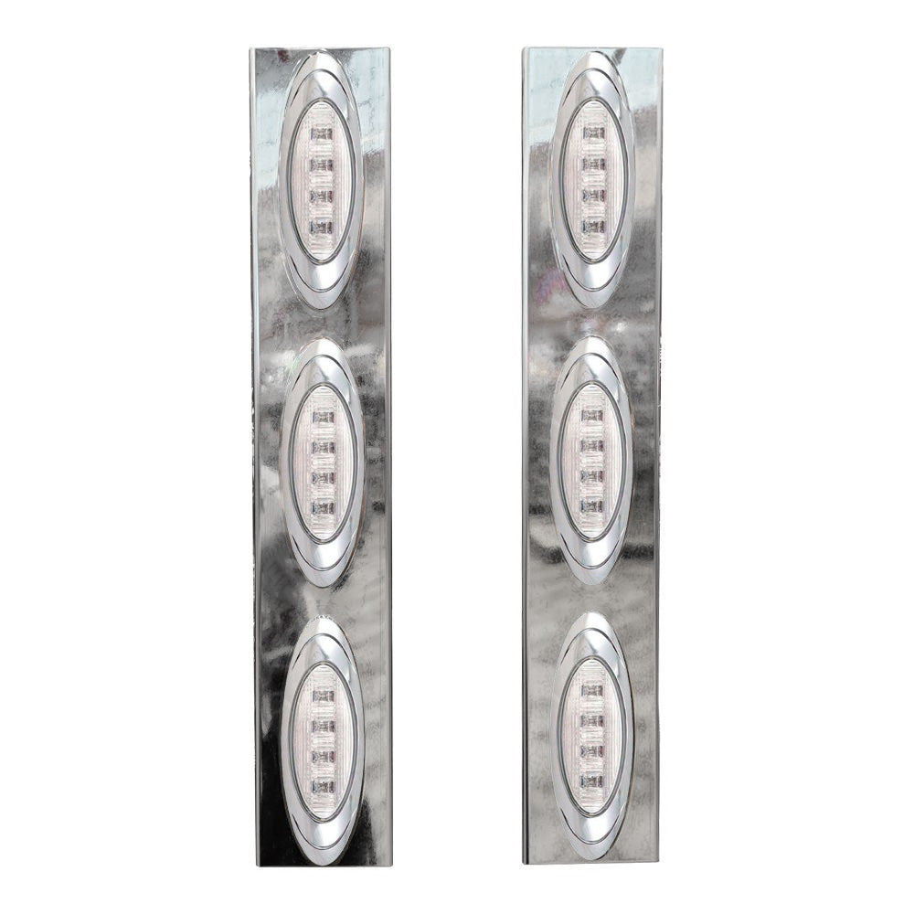 Peterbilt 379, 388, 389 Air Cleaner Front Light Bars Clear Lens Amber LED M1