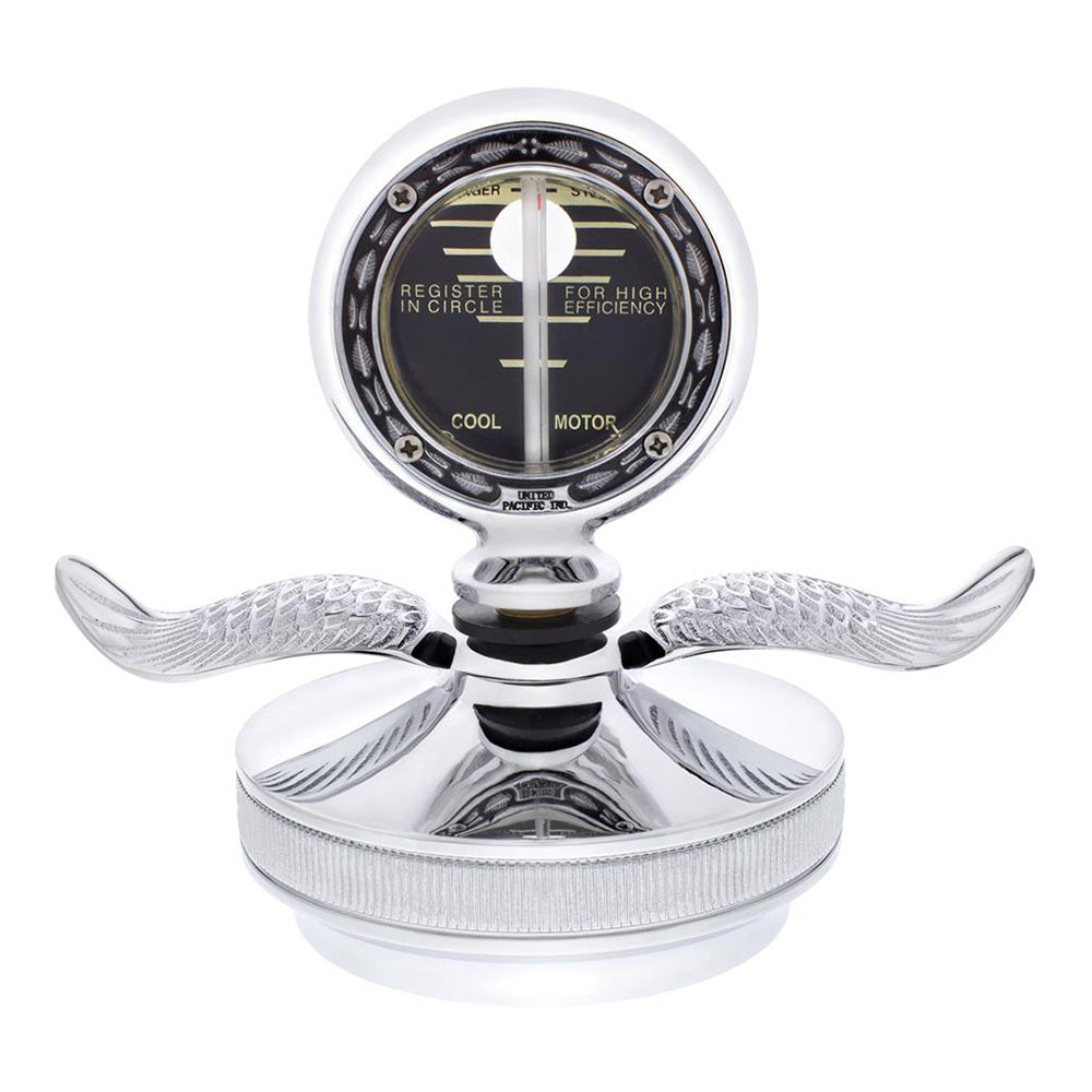 Chrome Aluminum Boyce Motometer with Base and Chrome Wings Hood Ornament