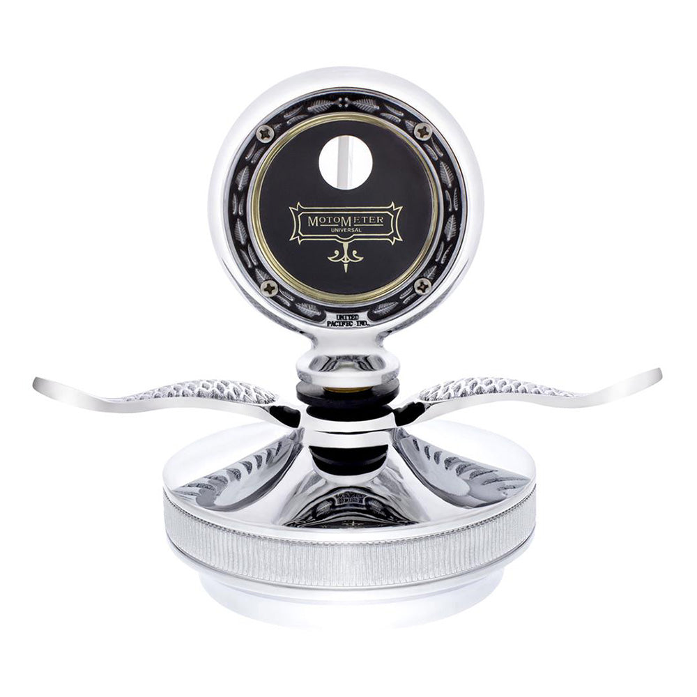 Chrome Aluminum Boyce Motometer with Base and Chrome Wings Hood Ornament