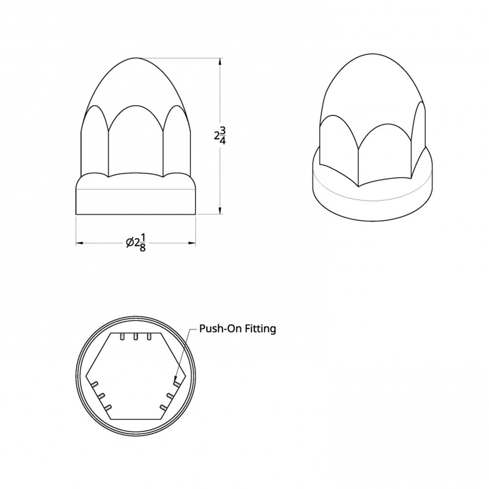 33mm Chrome Plastic Bullet Nut Cover Push On 20PK