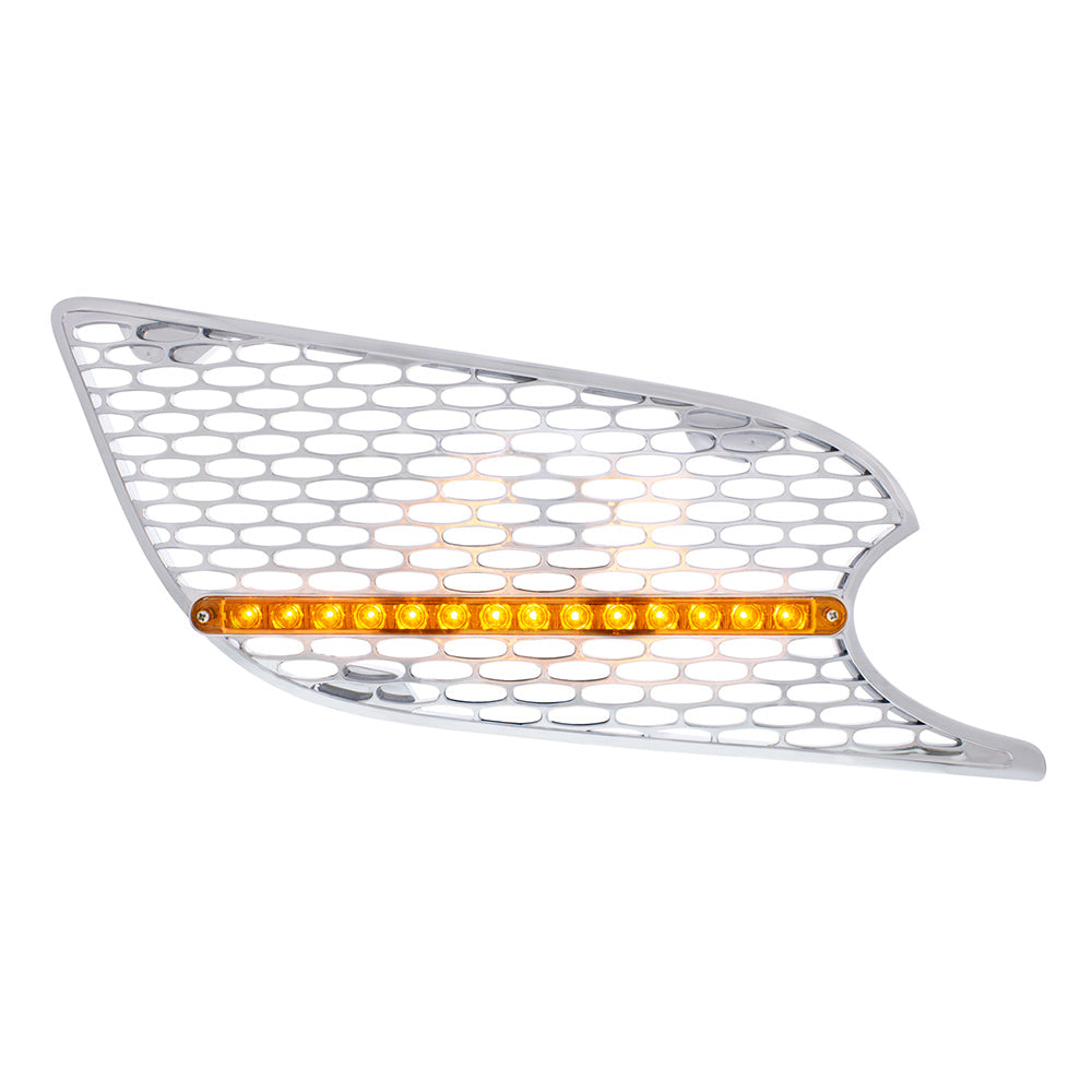 Peterbilt 579 Chrome Intake Screen with 14 Amber LED Light Bar