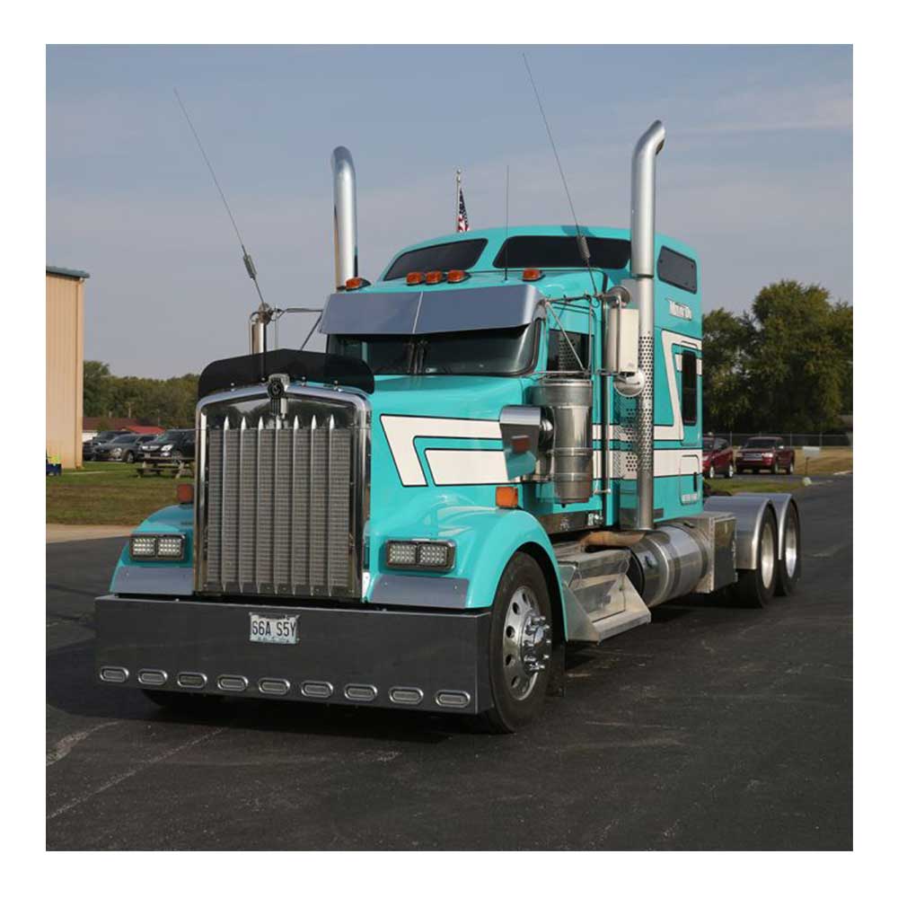 Kenworth Flat Windshield 13" 304 SS Rival Straight Drop Visor