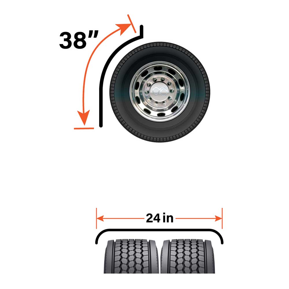 38" Extra Long Quarter Fenders with Mounting Arms, Fender Flaps
