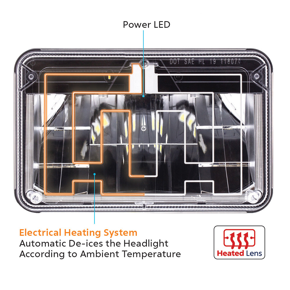 4" x 6" Ultralit Heated LED Low Beam Headlight